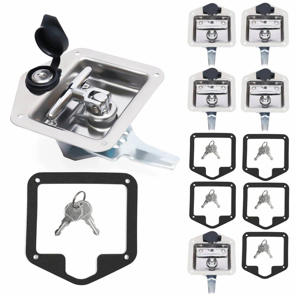 T-Handle Door Latch Lock Stainless Steel Toolbox with Keys D79688