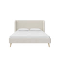 Queen Ivory Velvet Upholstered Wingback Bed X60096