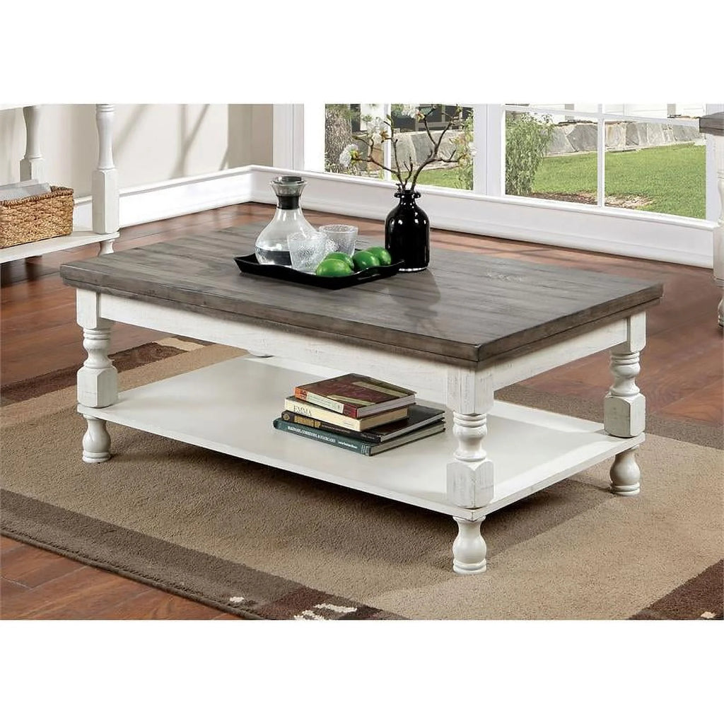 Rustic Wood 1-Shelf Coffee Table B80130
