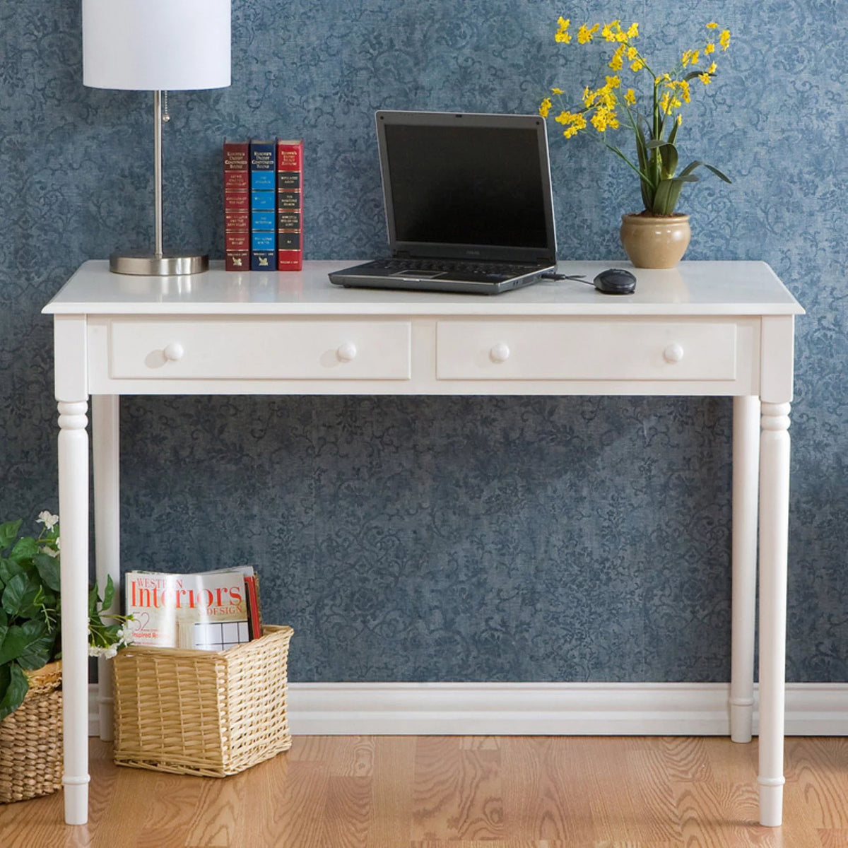 2-Drawer White Desk Q336257