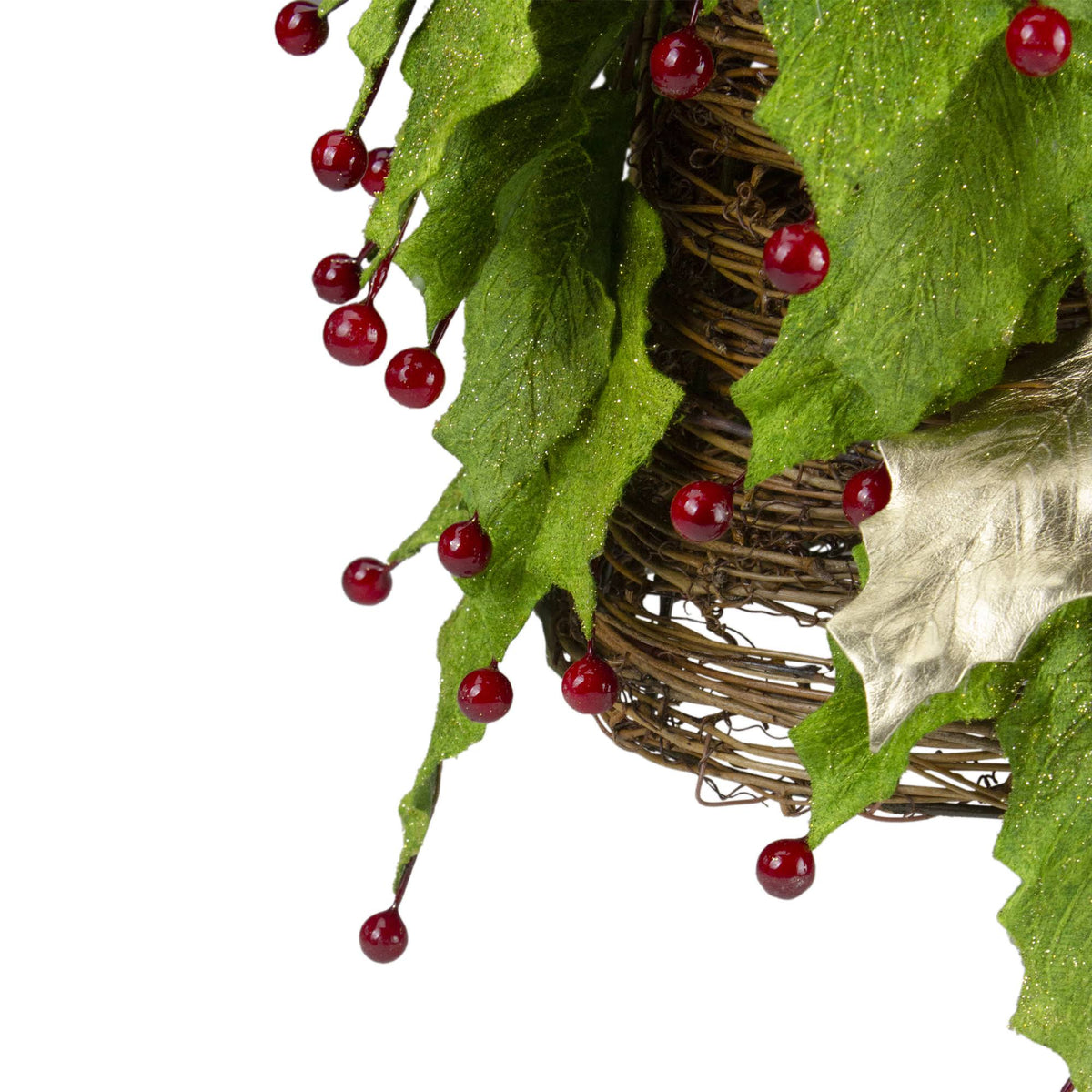 Artificial Red Holly Berry Leaf Christmas Cone Tree P566919