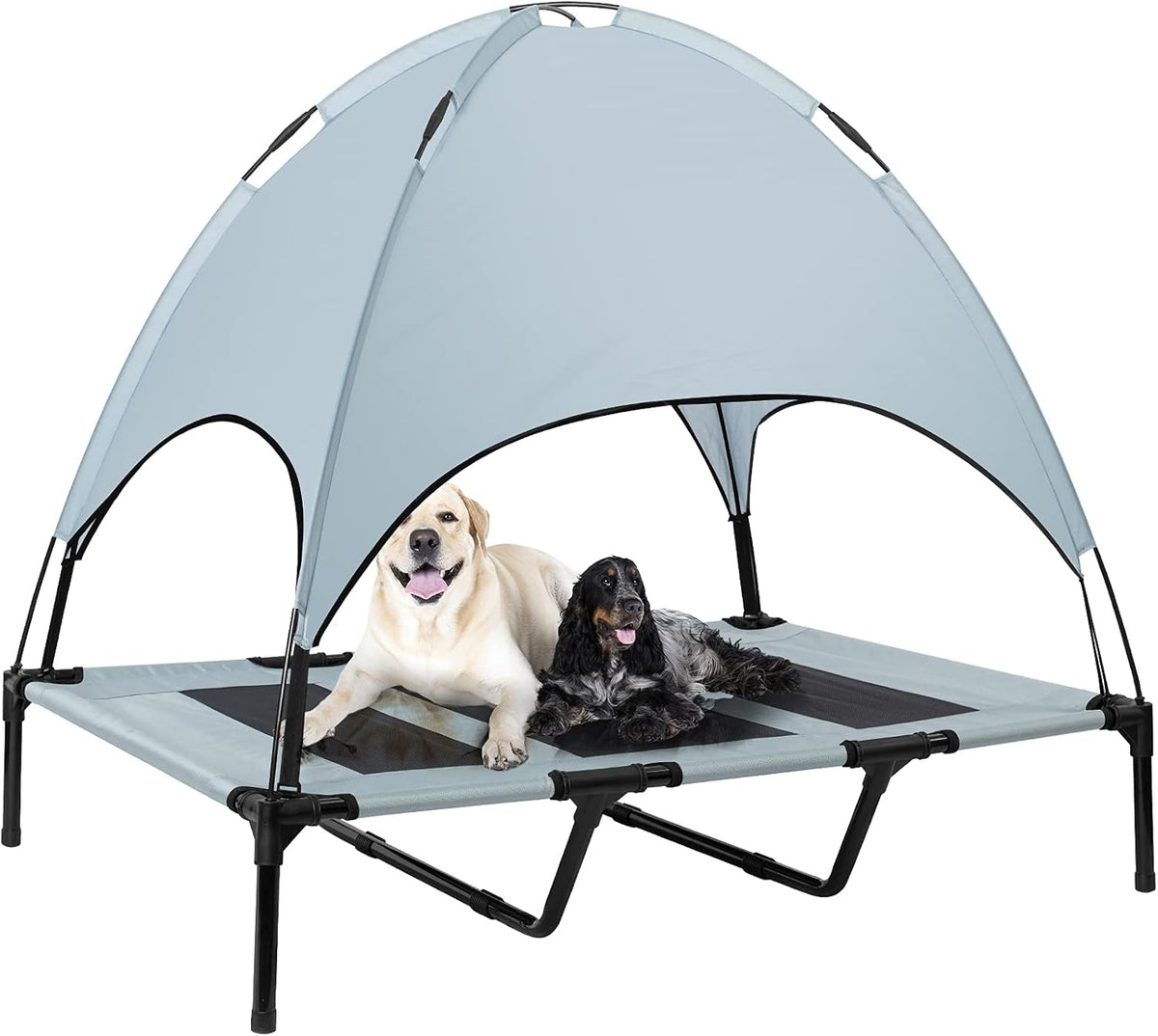 Elevated Outdoor Dog Bed with Canopy, 42 Inches, Brown A6074