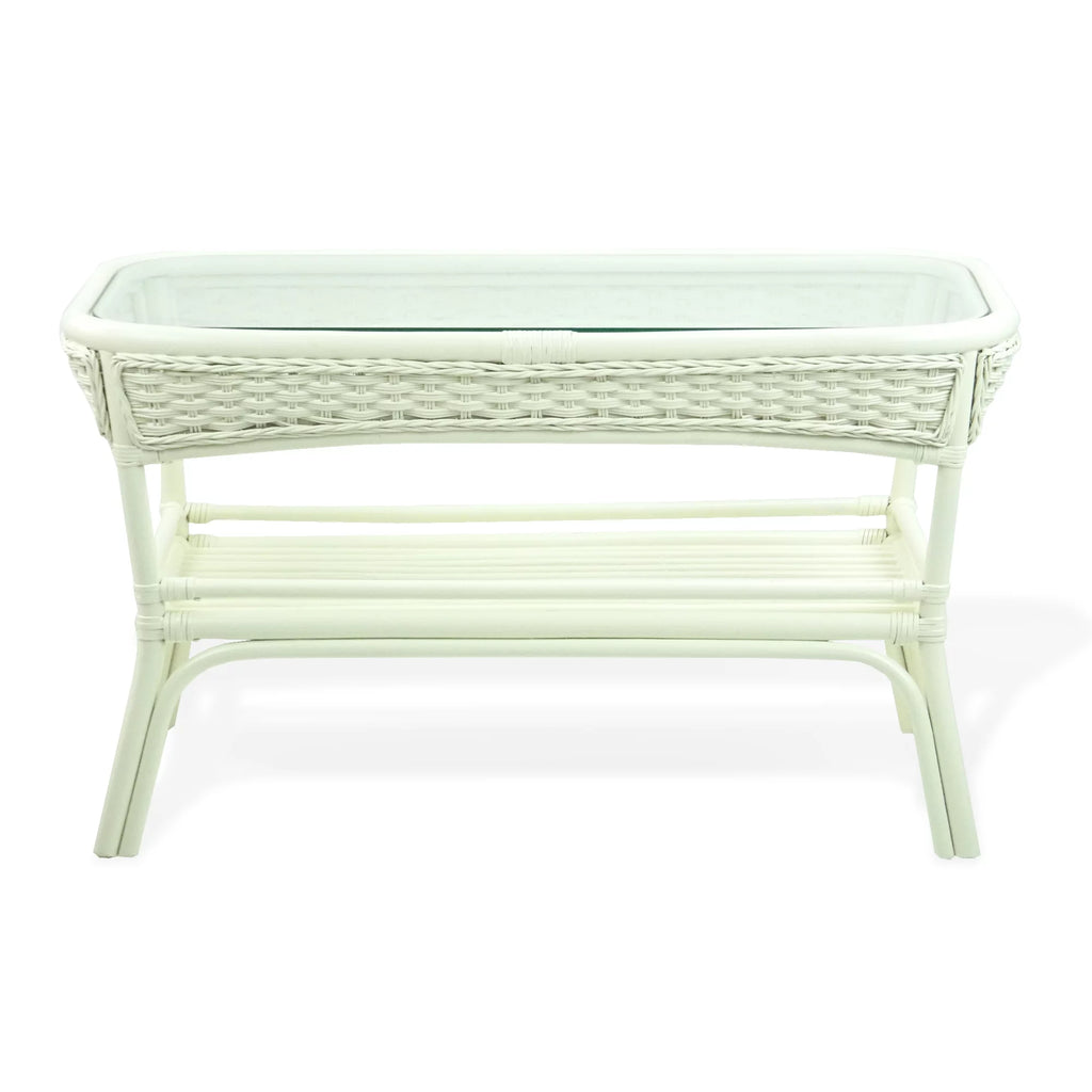 White Rectangular Rattan Coffee Table F134