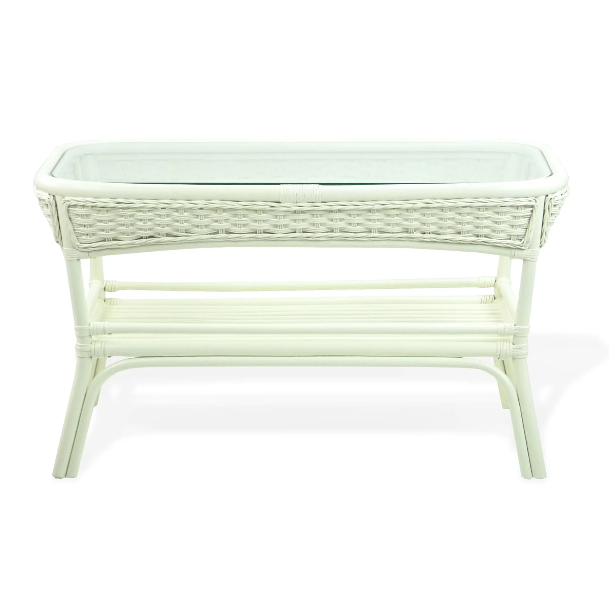 White Rectangular Rattan Coffee Table F134