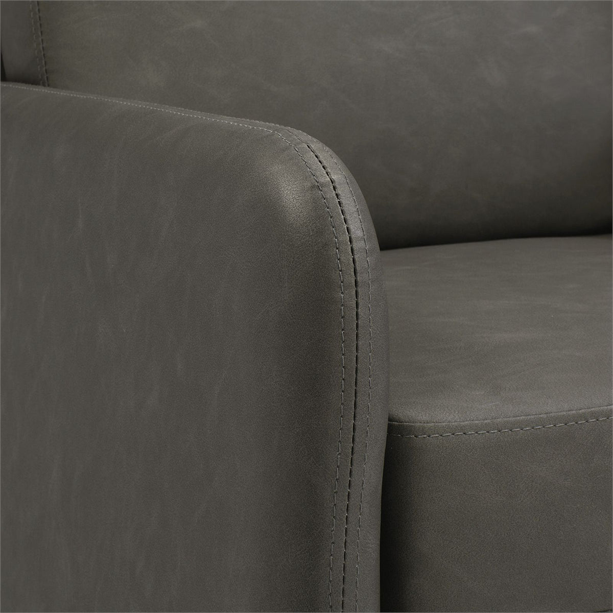 Smoke Faux Leather Lounge Sofa with Chrome Legs X6571