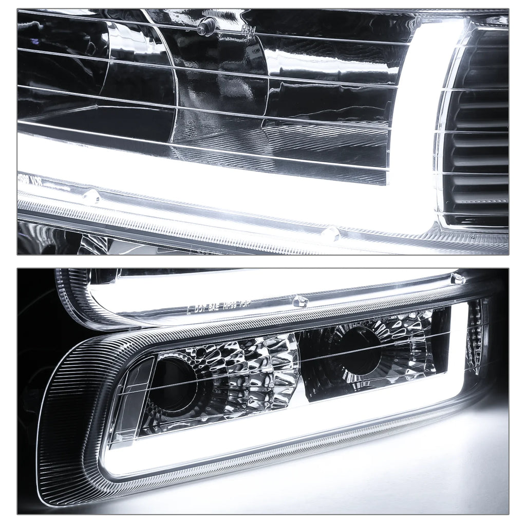 Headlights Assembly with LED Tube DRL for Chevy Silverado Suburban Tahoe Truck R104623