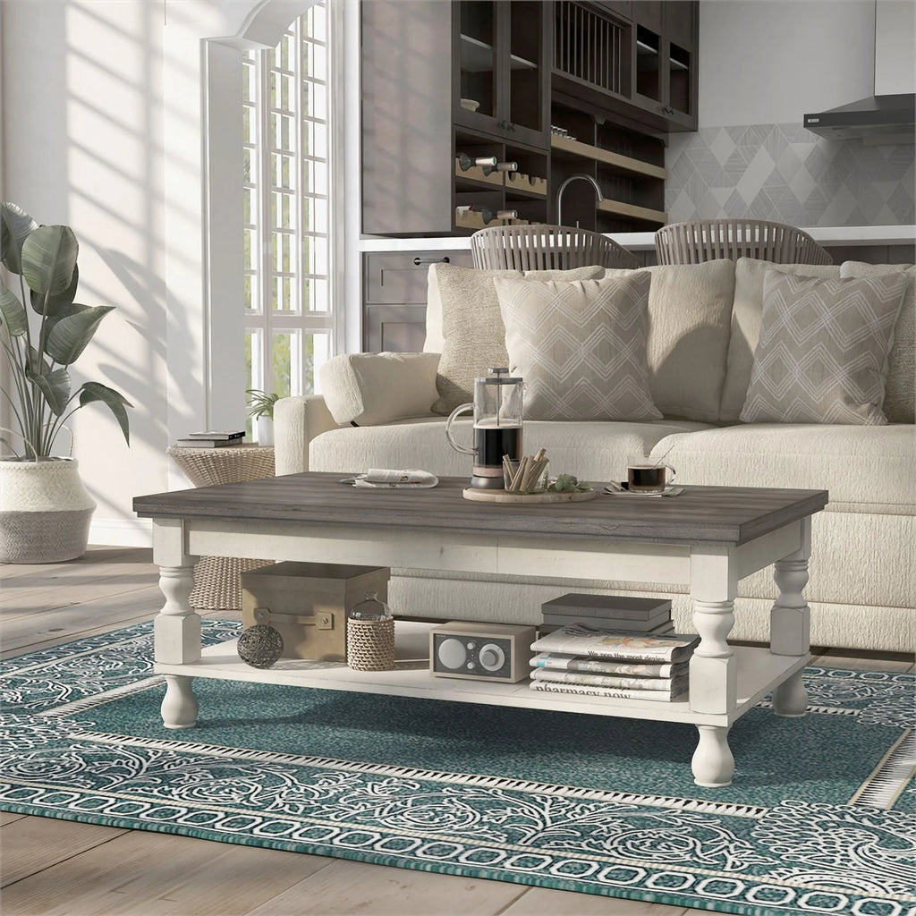 Rustic Wood 1-Shelf Coffee Table B80130
