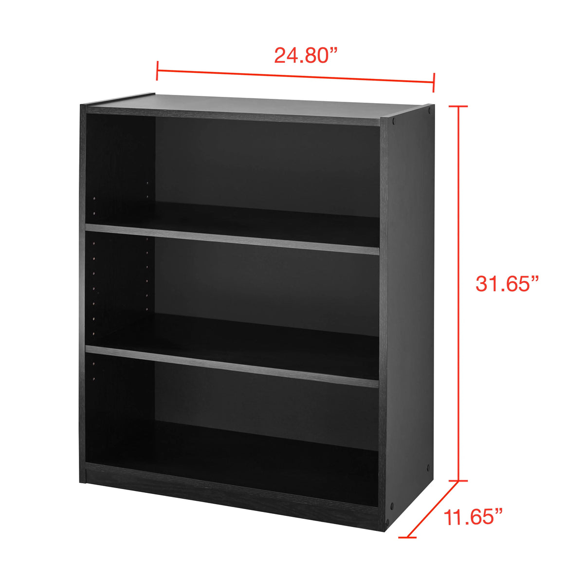 White 3-Shelf Bookcase with Adjustable Shelves D246481