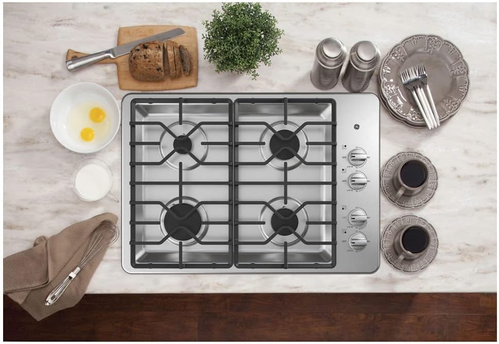 30 Inch Gas Cooktop with Continuous Grates, Sealed Burners, Stainless Steel N51505