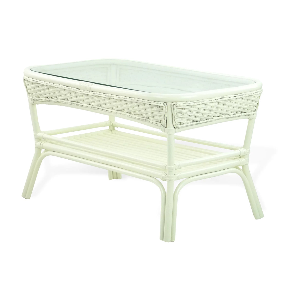White Rectangular Rattan Coffee Table F134