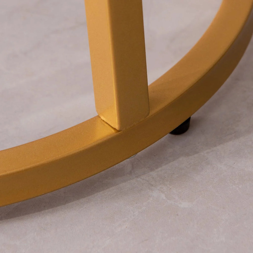 C-shaped Side Table with Metal Frame and Round Top E9035