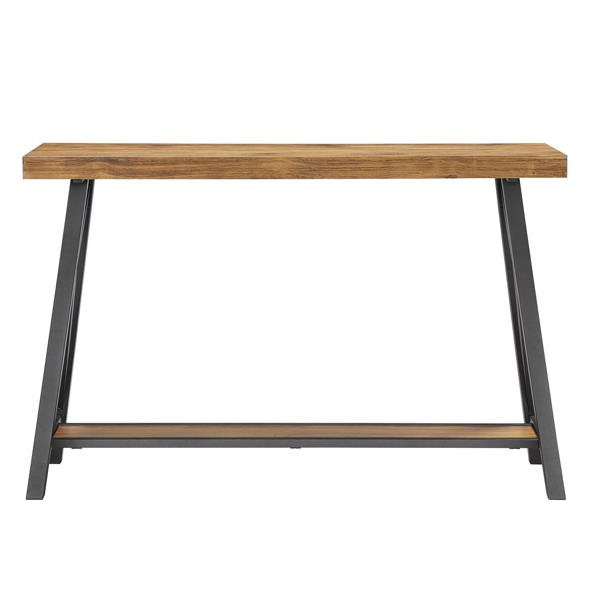 Rustic X Base Wood Console Table with Shelf A701215