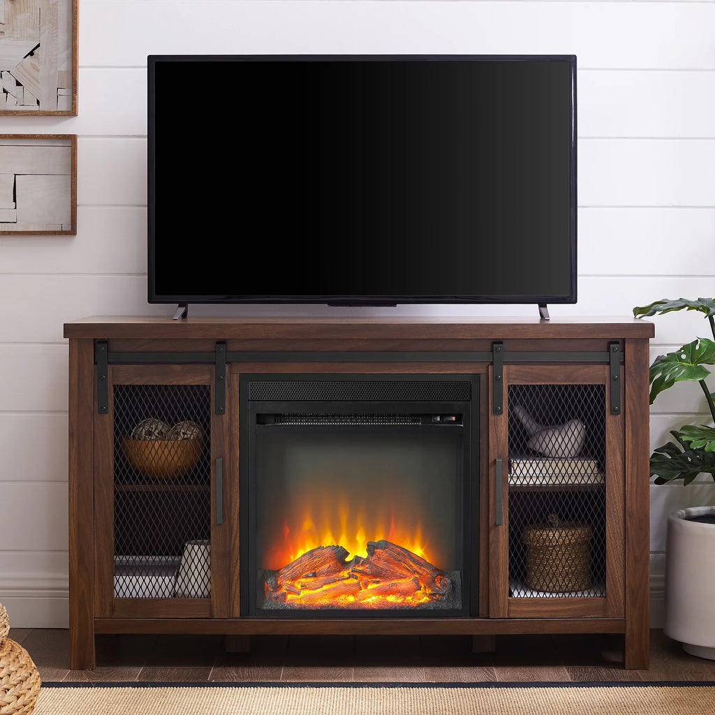 Dark Walnut Fireplace TV Stand G573