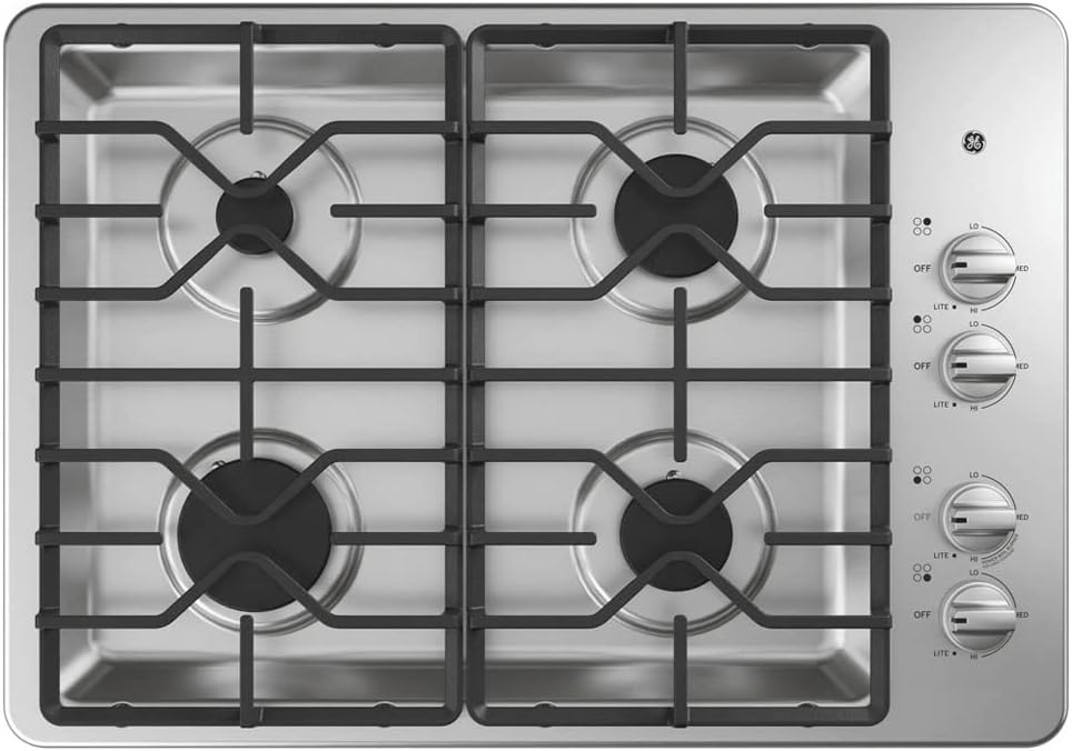 30 Inch Gas Cooktop with Continuous Grates, Sealed Burners, Stainless Steel N51505