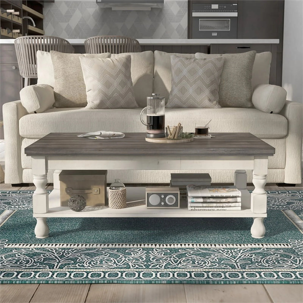 Rustic Wood 1-Shelf Coffee Table B80130