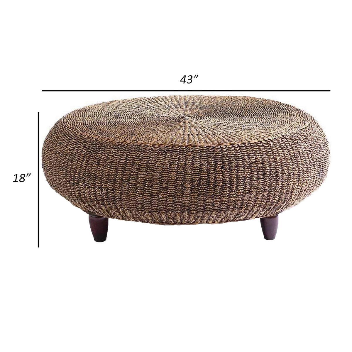 Round Table with Wicker Woven Hardwood Frame U43996