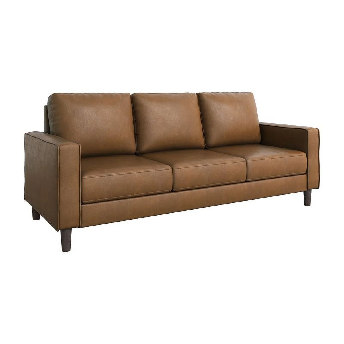 Brown Faux Leather 3 Seater Sofa W98855