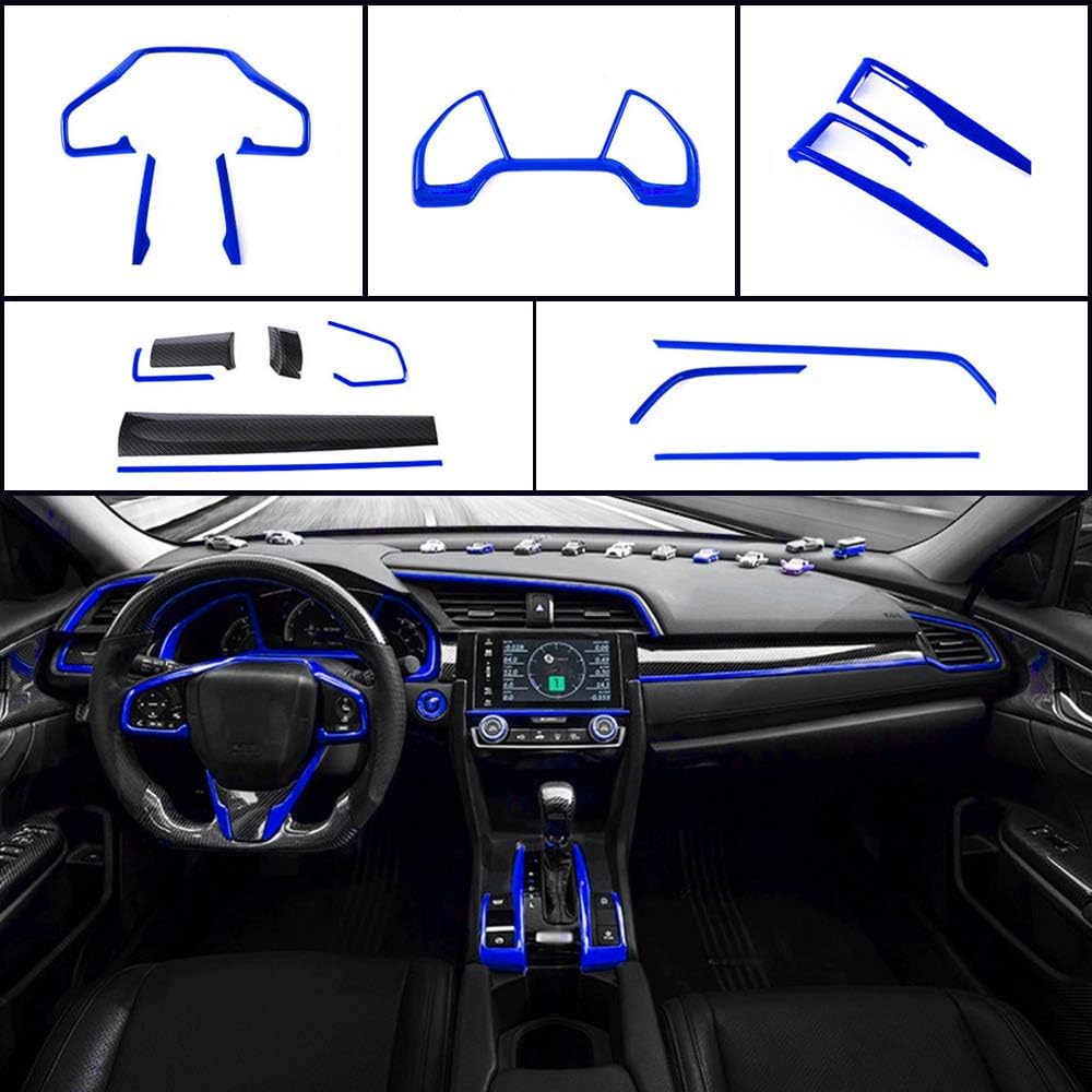 Instrument Panel Console Center Frame Decorative Trims Steering Wheel Cover Molding Automotive Full Set Car Interiors RED Y4681