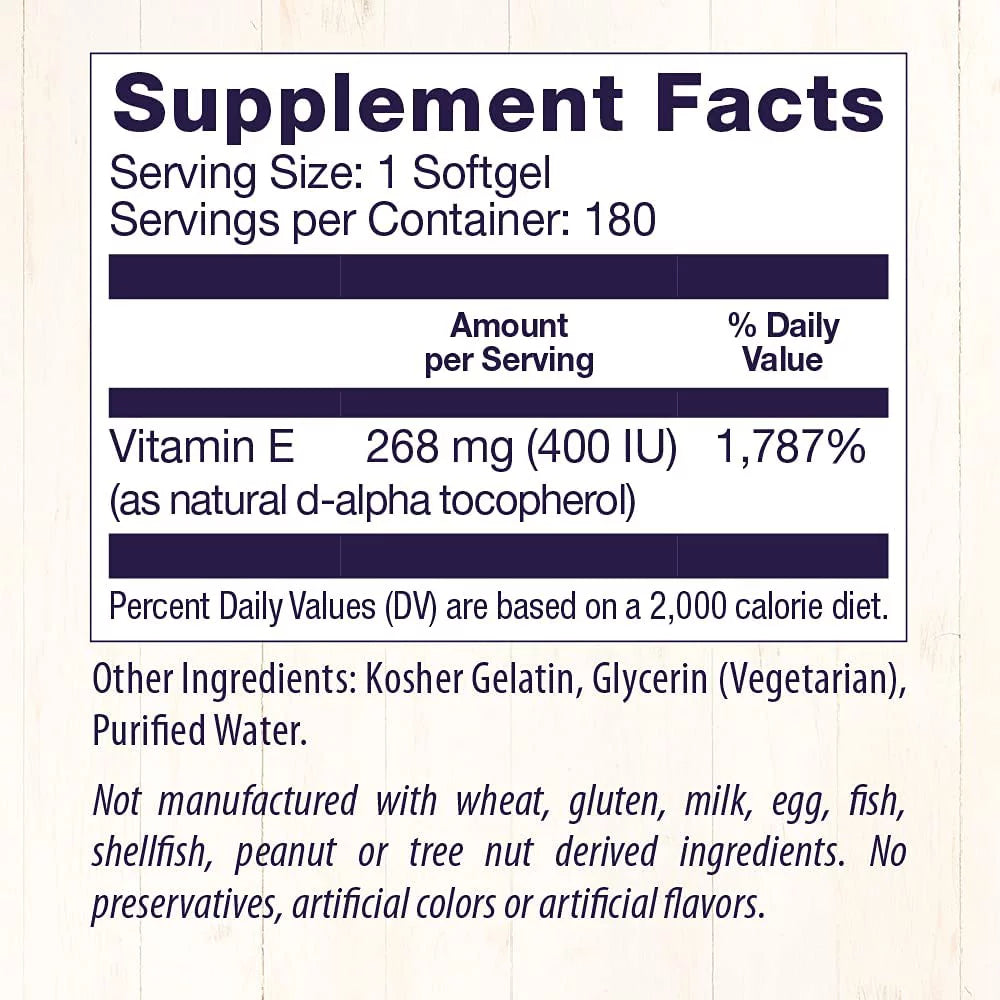 Vitamin E 400 IU 180 Softgels A4792