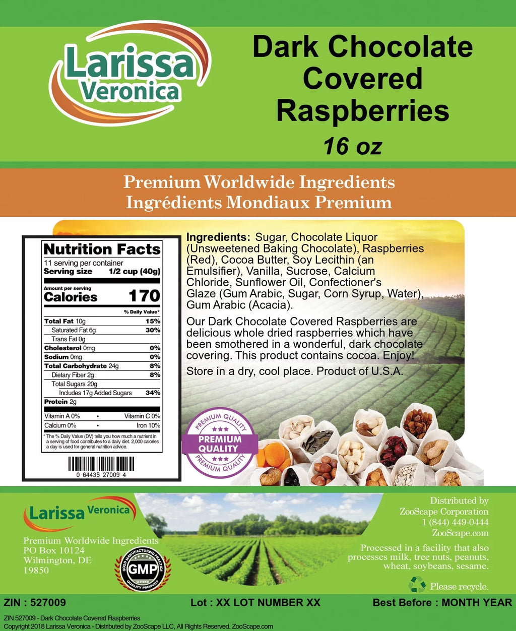 Dark Chocolate Covered Raspberries 16 oz 2-Pack Z485295