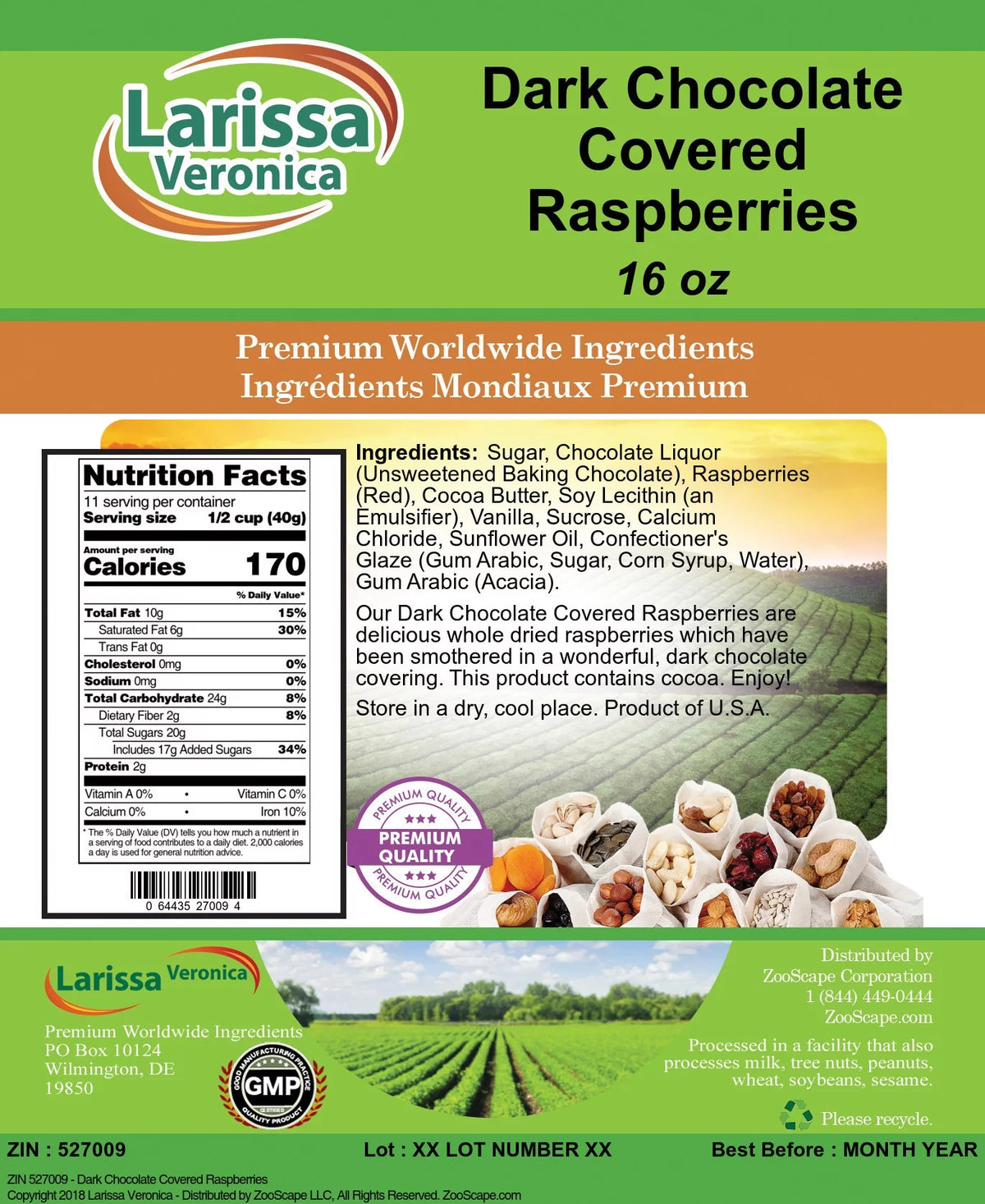 Dark Chocolate Covered Raspberries 16 oz 2-Pack Z485295
