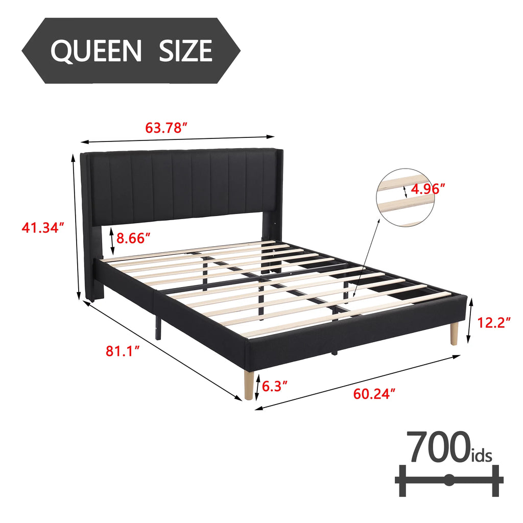 Queen Size Upholstered Platform Bed Frame K687842