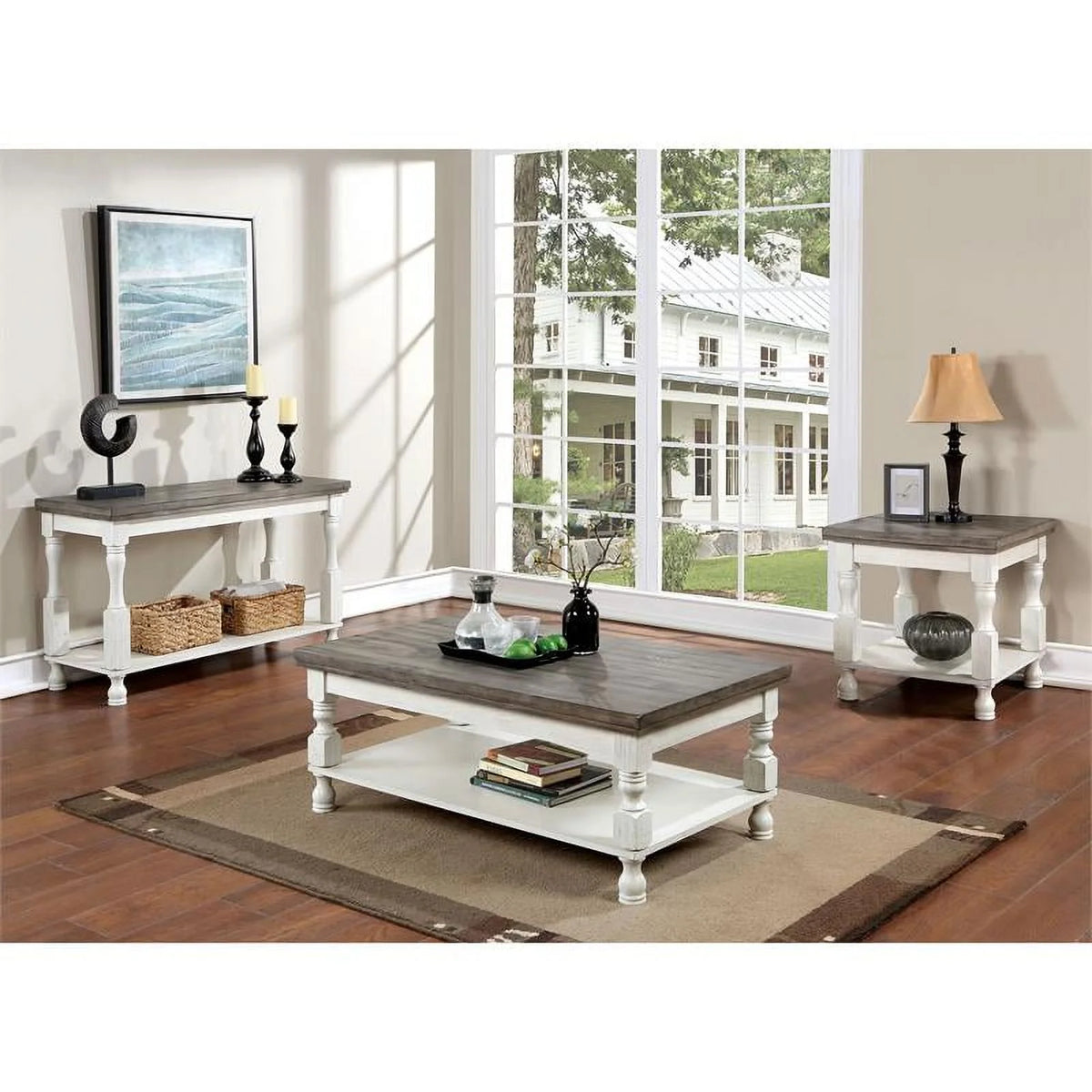 Rustic Wood 1-Shelf Coffee Table B80130