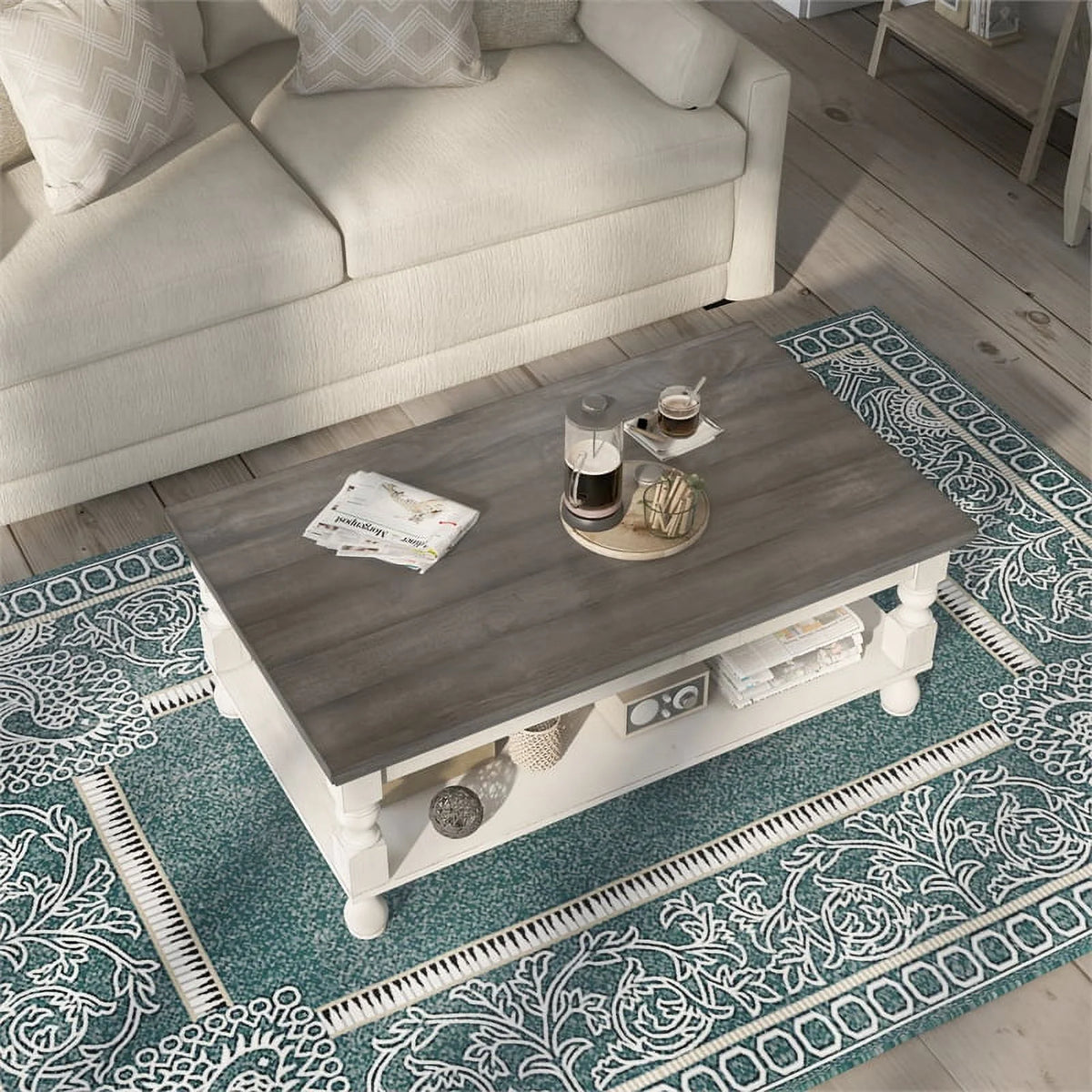 Rustic Wood 1-Shelf Coffee Table B80130