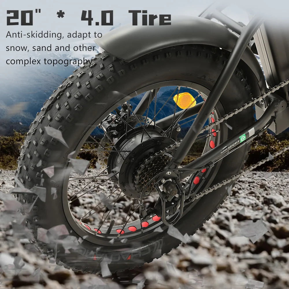 20 Folding Electric Bike Fat Tire 48V 500W Black A7186