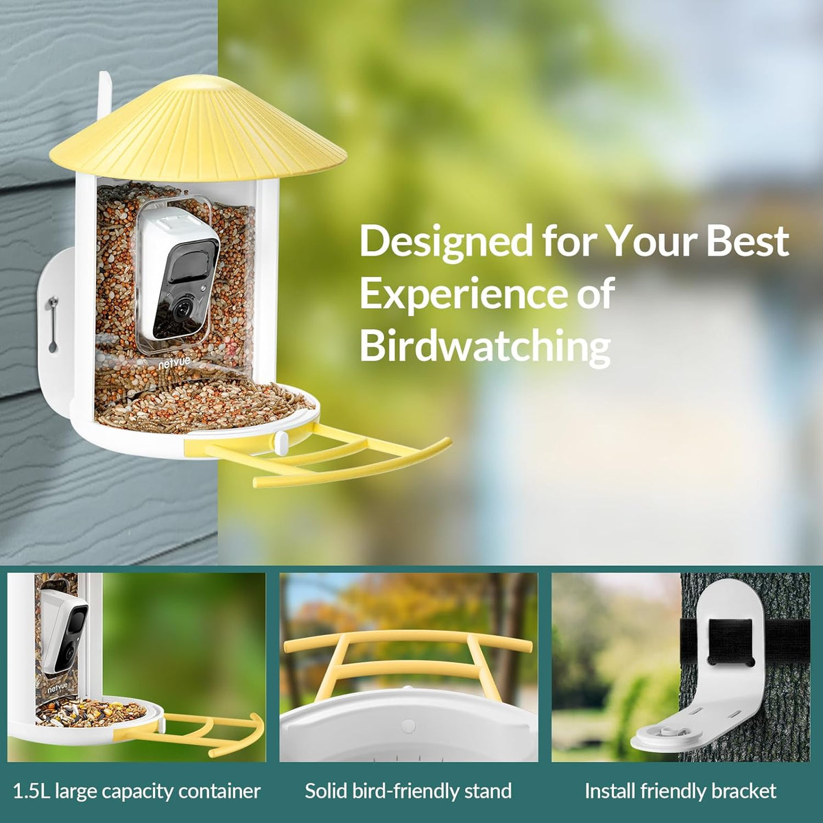 Birdfy Camera with Solar Panel and Pro Perch M109