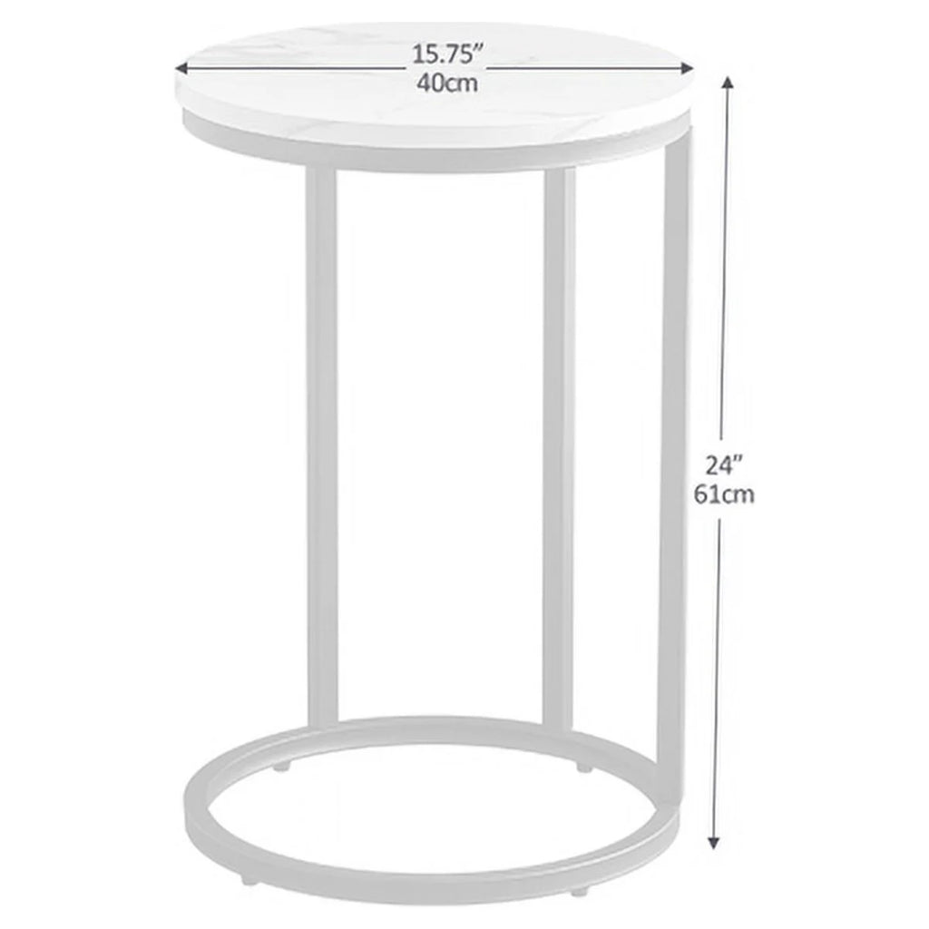 C-shaped Side Table with Metal Frame and Round Top E9035