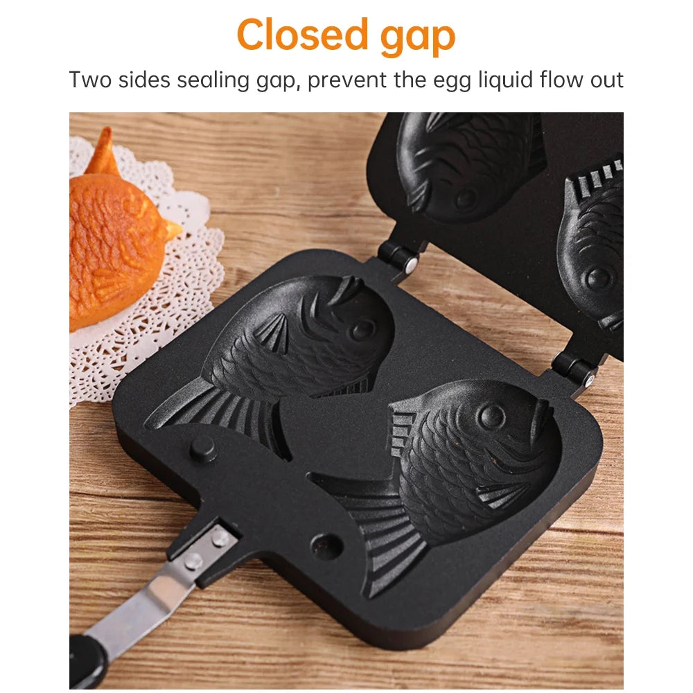 Fish-shaped Non-stick Waffle Maker with Anti-scald Handle D41115