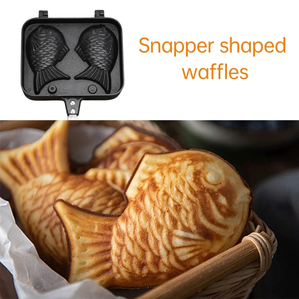 Fish-shaped Non-stick Waffle Maker with Anti-scald Handle D41115