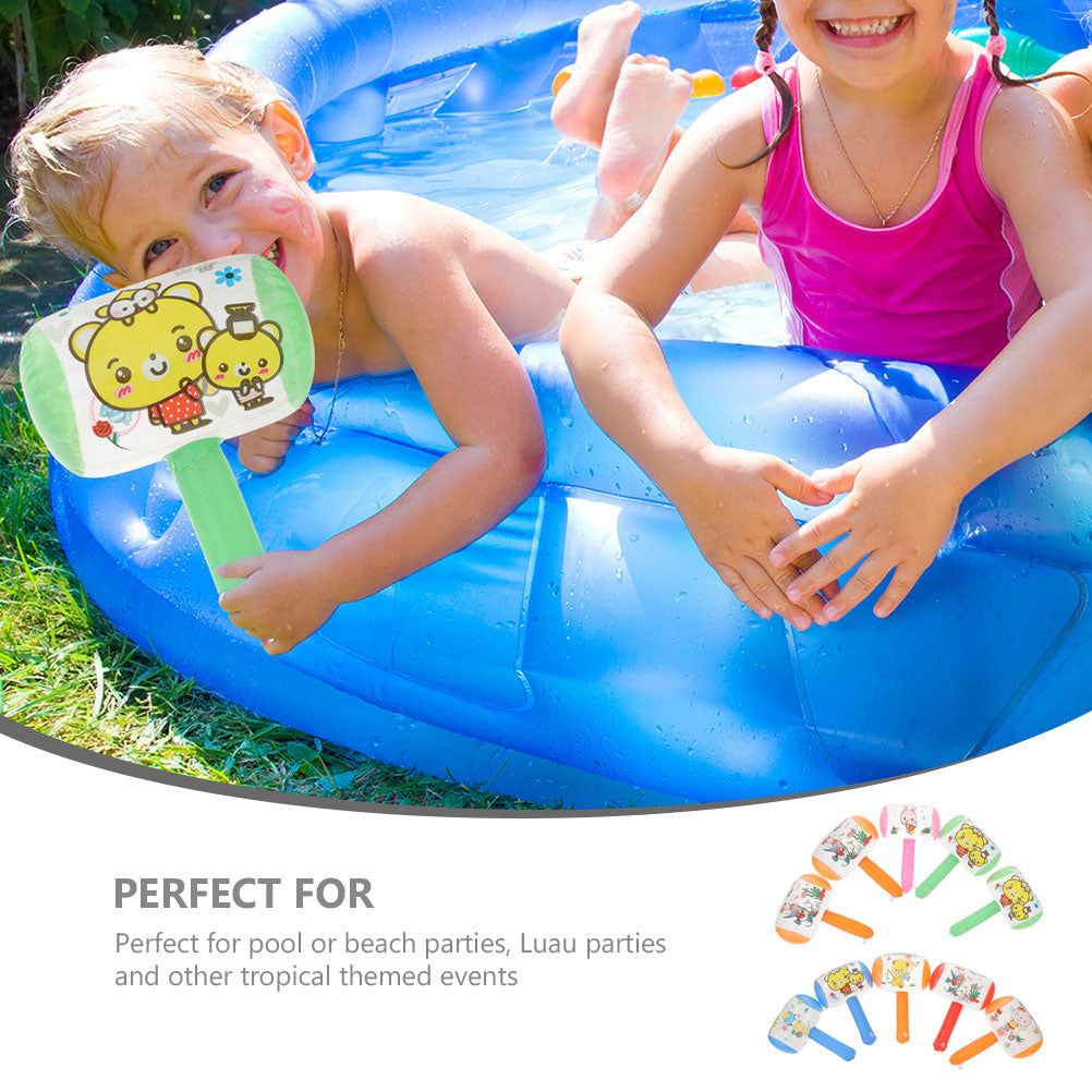 8 Pcs Ringing Toy Hammer with Bell 10pcs Inflatable Childrens Halloween Props Pool Party C1397
