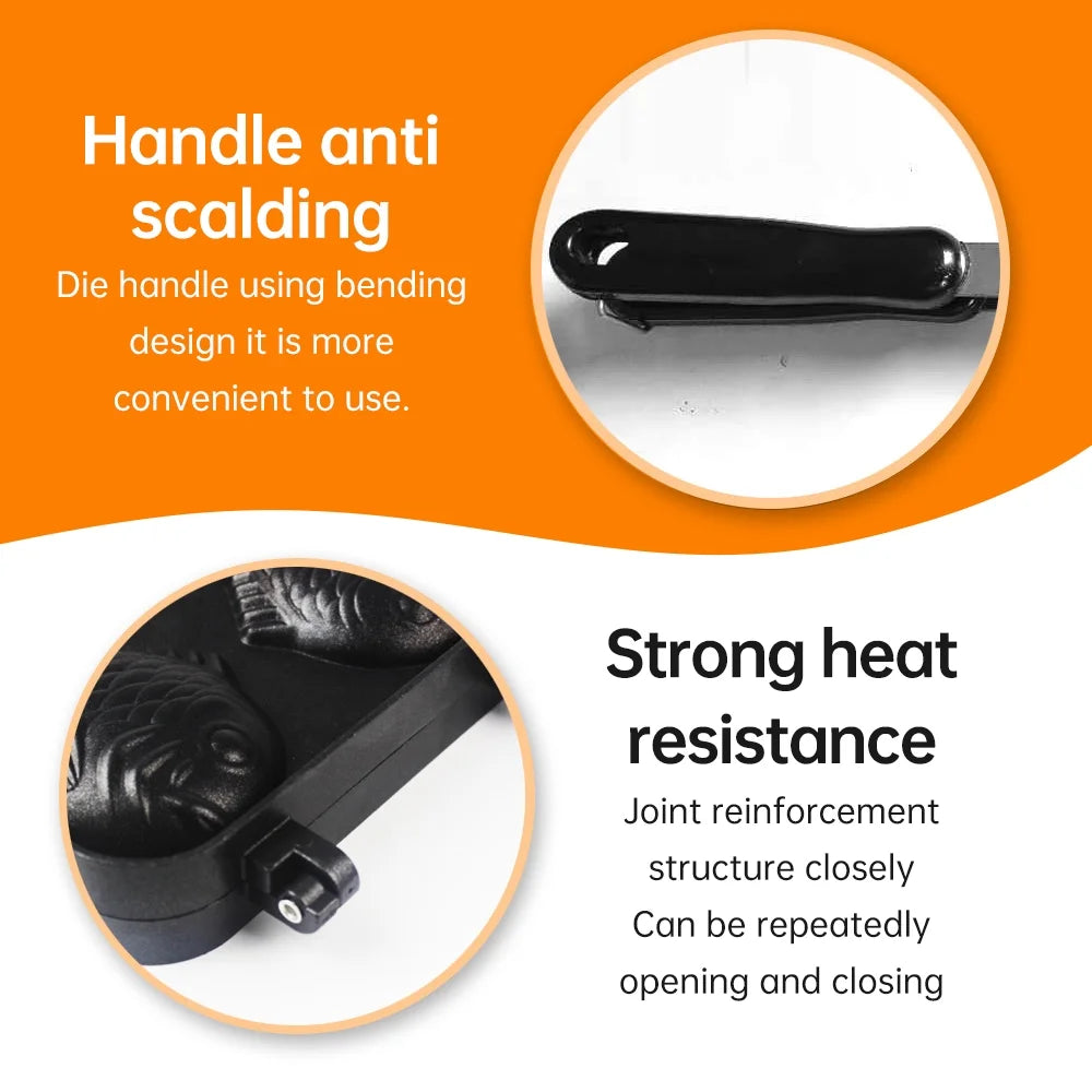 Fish-shaped Non-stick Waffle Maker with Anti-scald Handle D41115