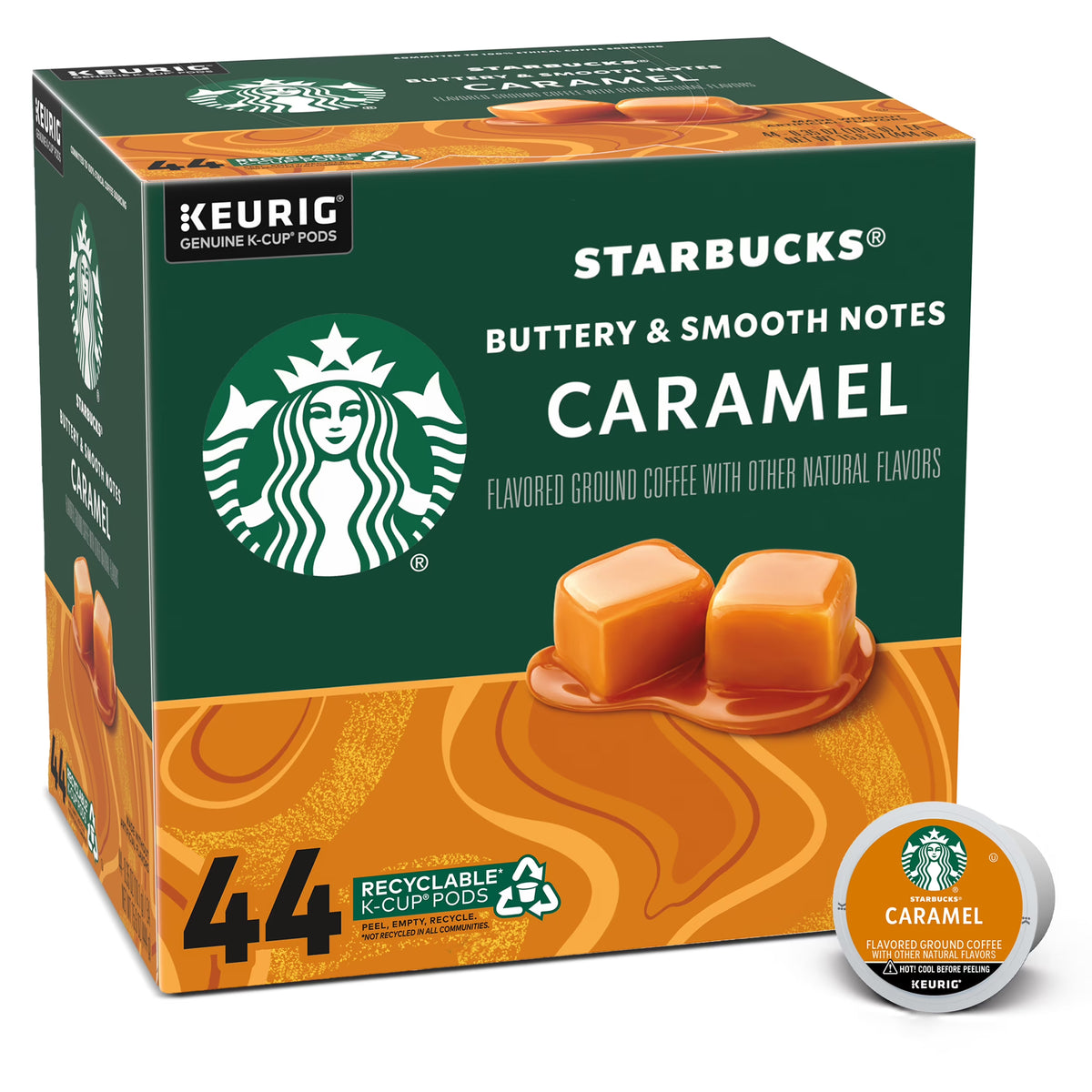 Caramel Medium Roast Coffee Pods, 44 Count L4906