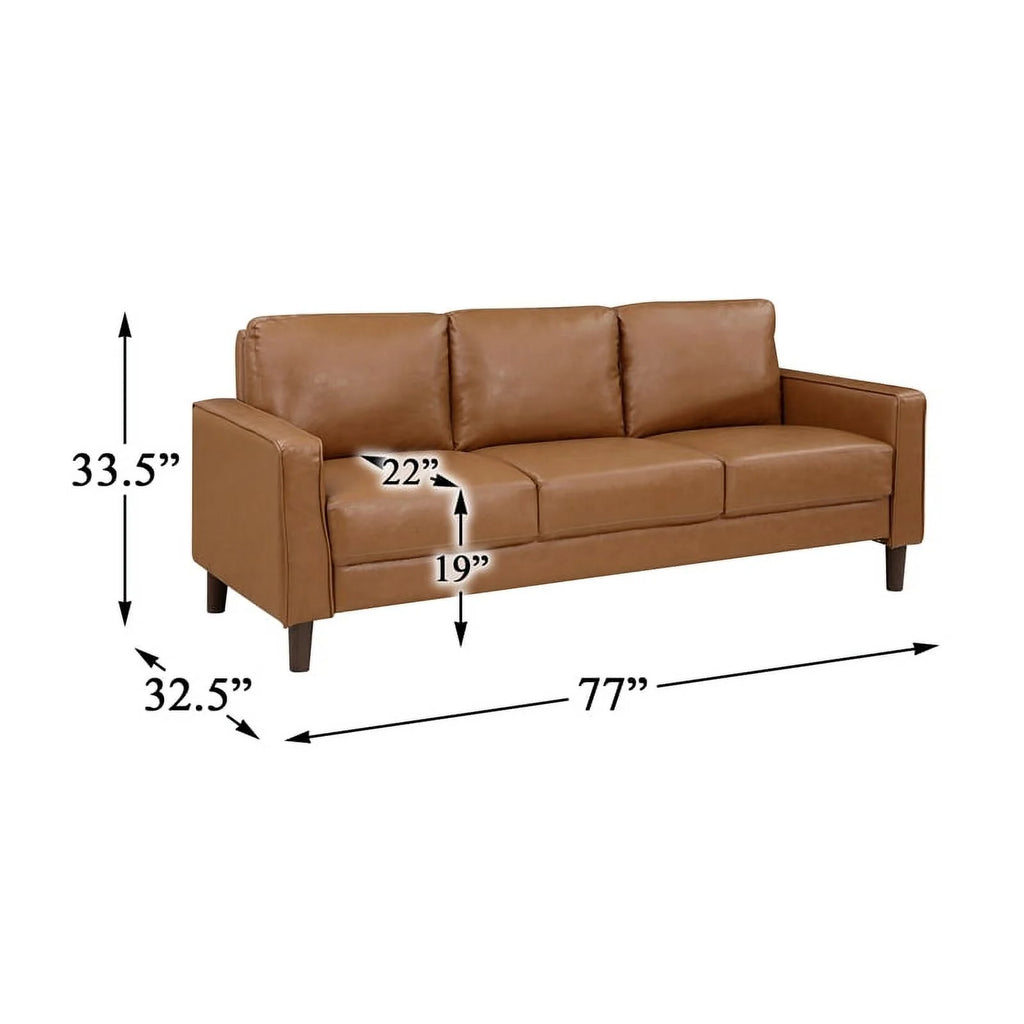 Brown Faux Leather 3 Seater Sofa W98855