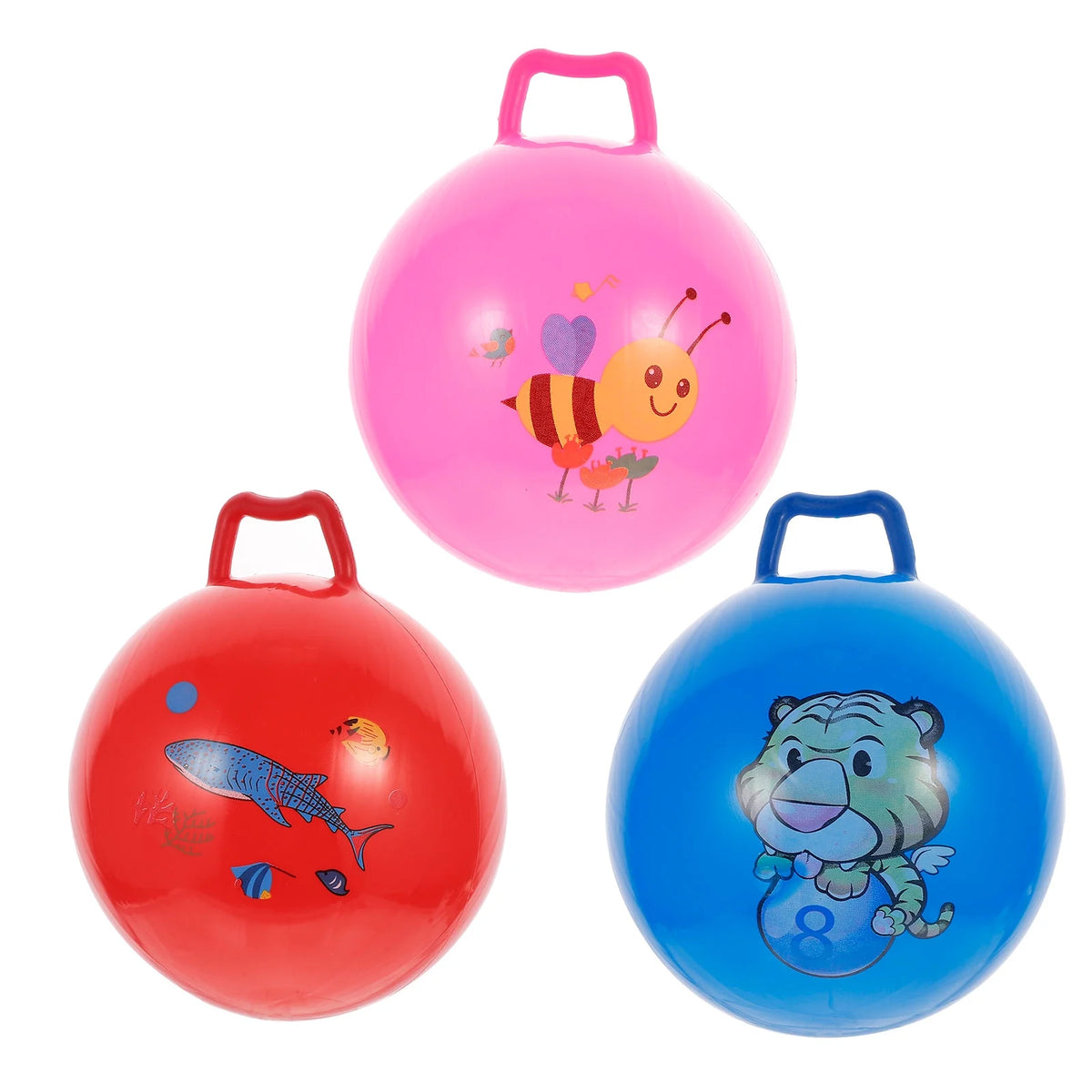 3Pcs Inflatable Hopper Balls with Handle Y870781