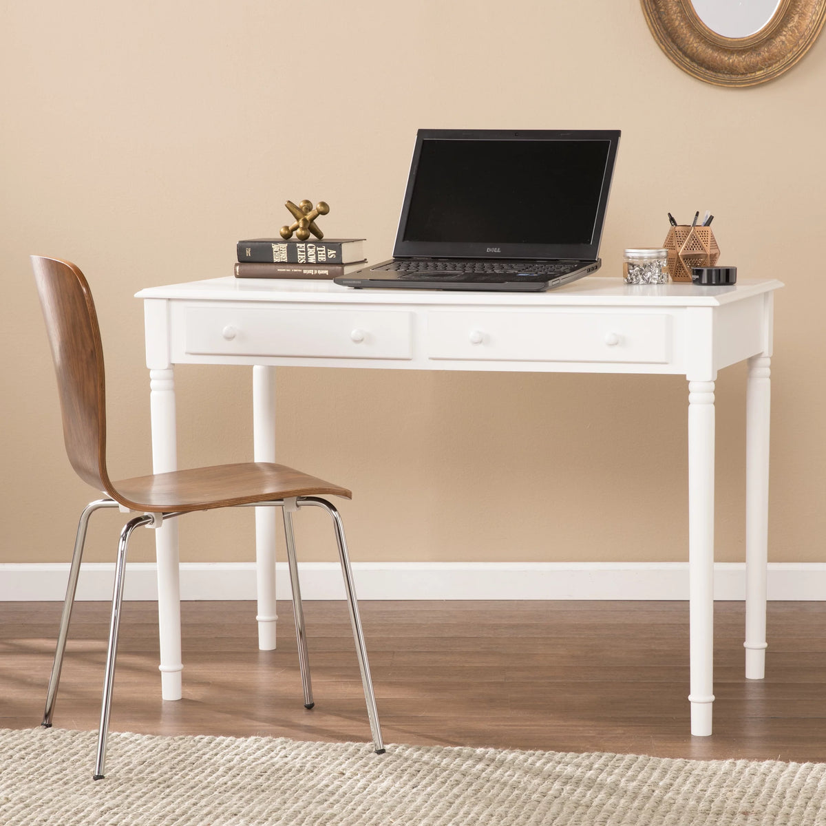 2-Drawer White Desk Q336257