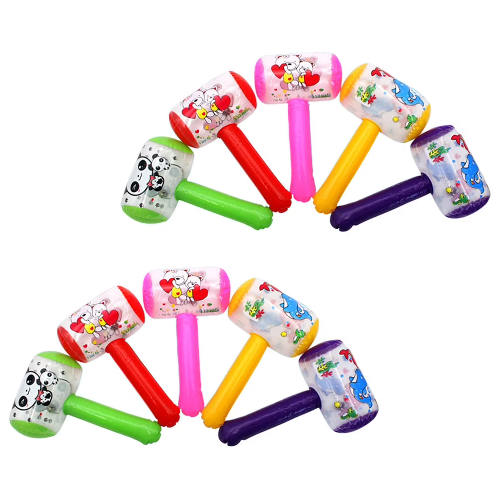 8 Pcs Ringing Toy Hammer with Bell 10pcs Inflatable Childrens Halloween Props Pool Party C1397