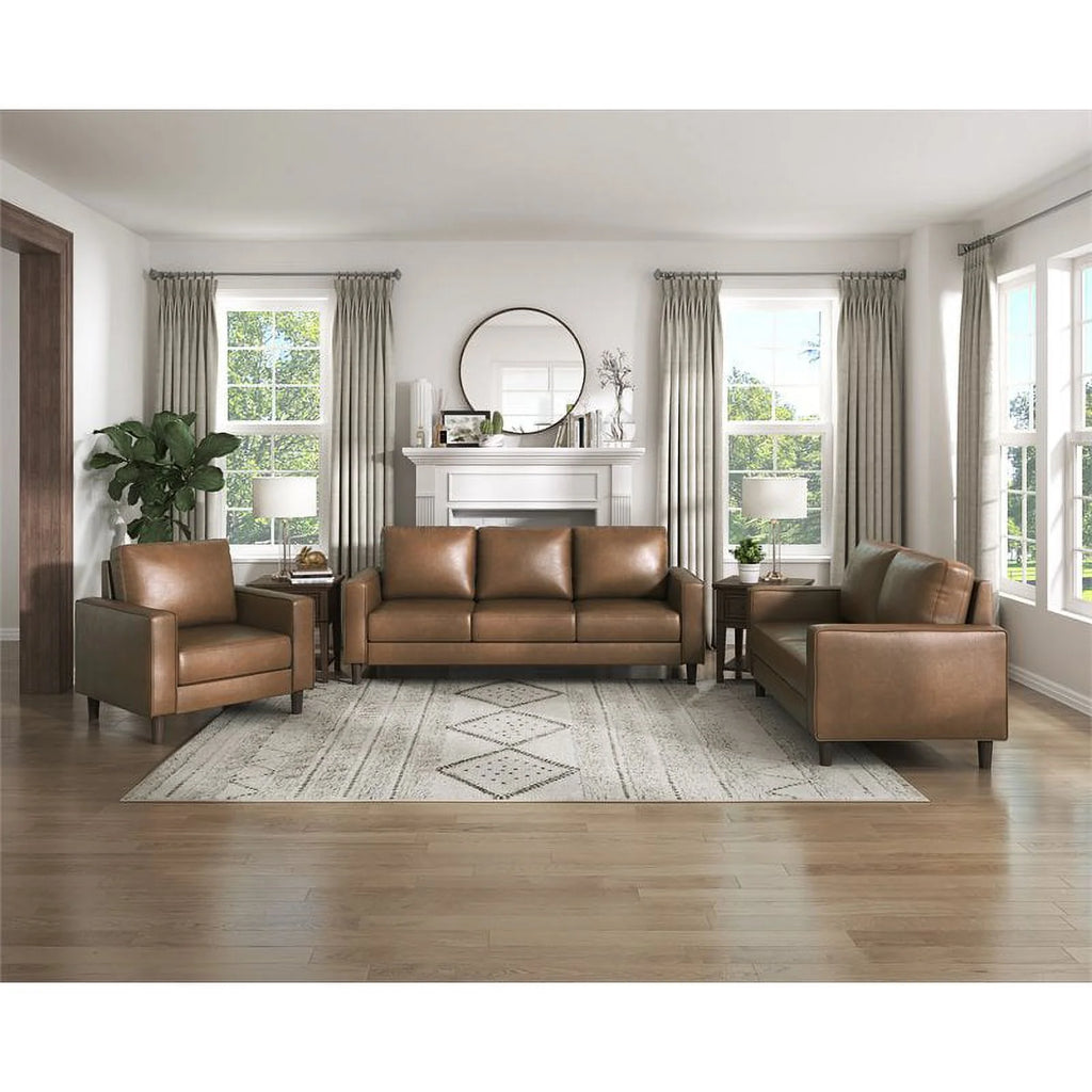 Brown Faux Leather 3 Seater Sofa W98855