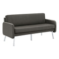 Smoke Faux Leather Lounge Sofa with Chrome Legs X6571