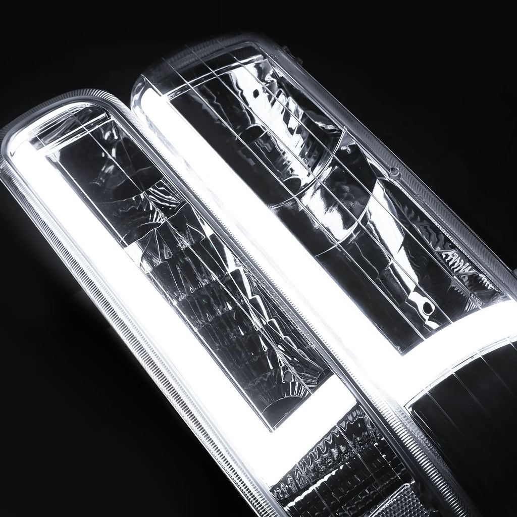 Headlights Assembly with LED Tube DRL for Chevy Silverado Suburban Tahoe Truck R104623