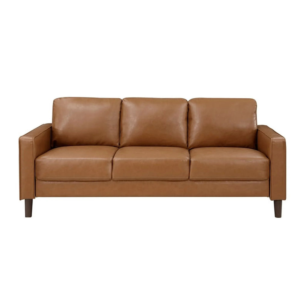 Brown Faux Leather 3 Seater Sofa W98855