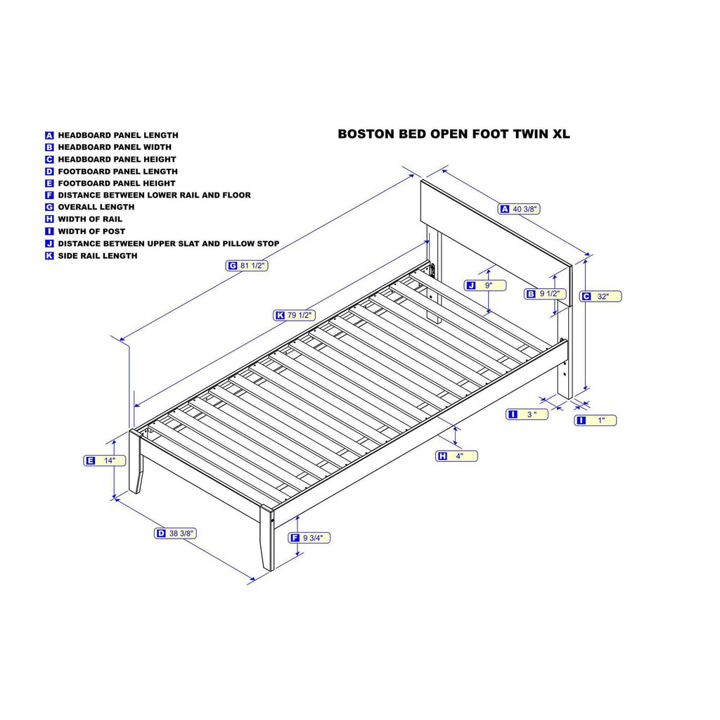 Grey Twin Extra Long Bed W4561