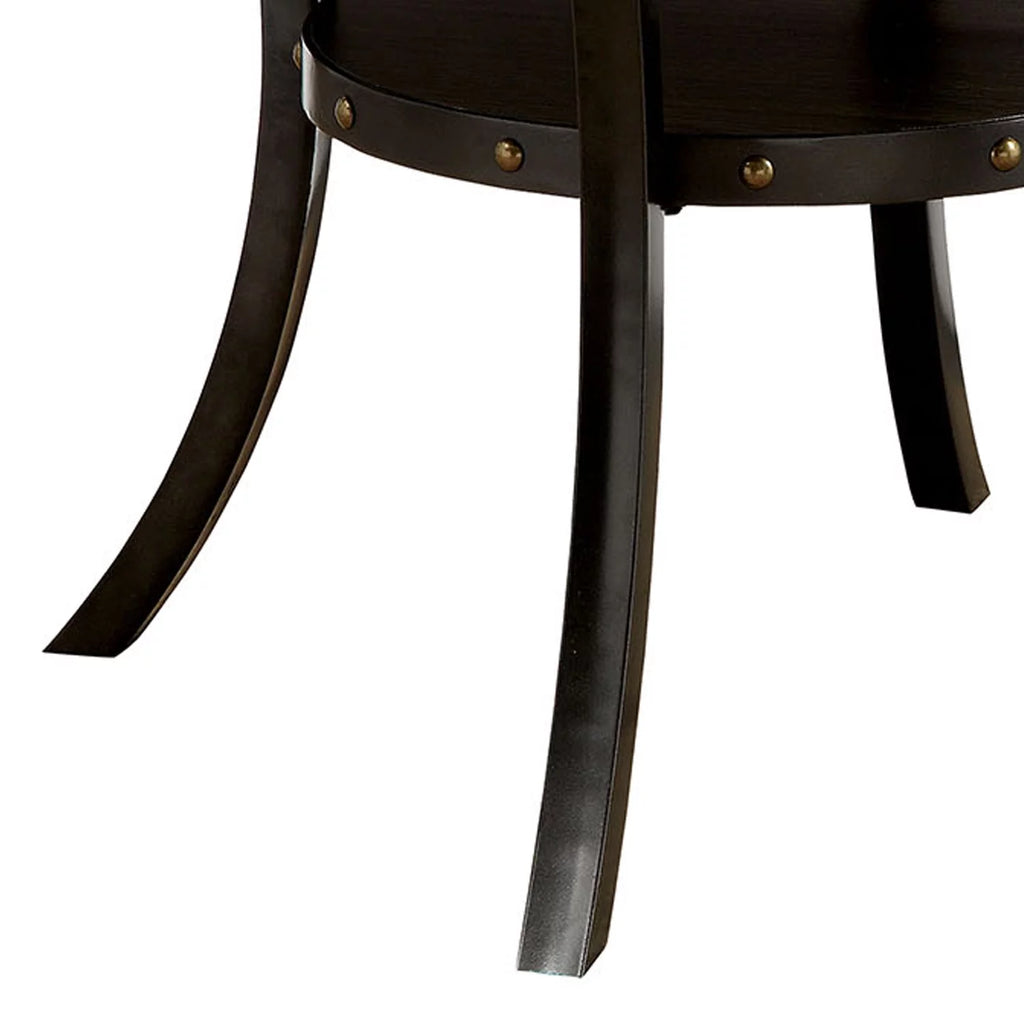 Solid Wood and Metal Round Dining Table with Lower Shelf A68082