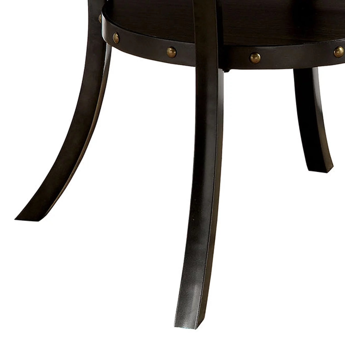 Solid Wood and Metal Round Dining Table with Lower Shelf A68082