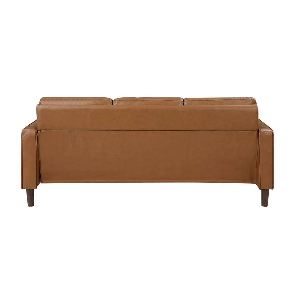 Brown Faux Leather 3 Seater Sofa W98855