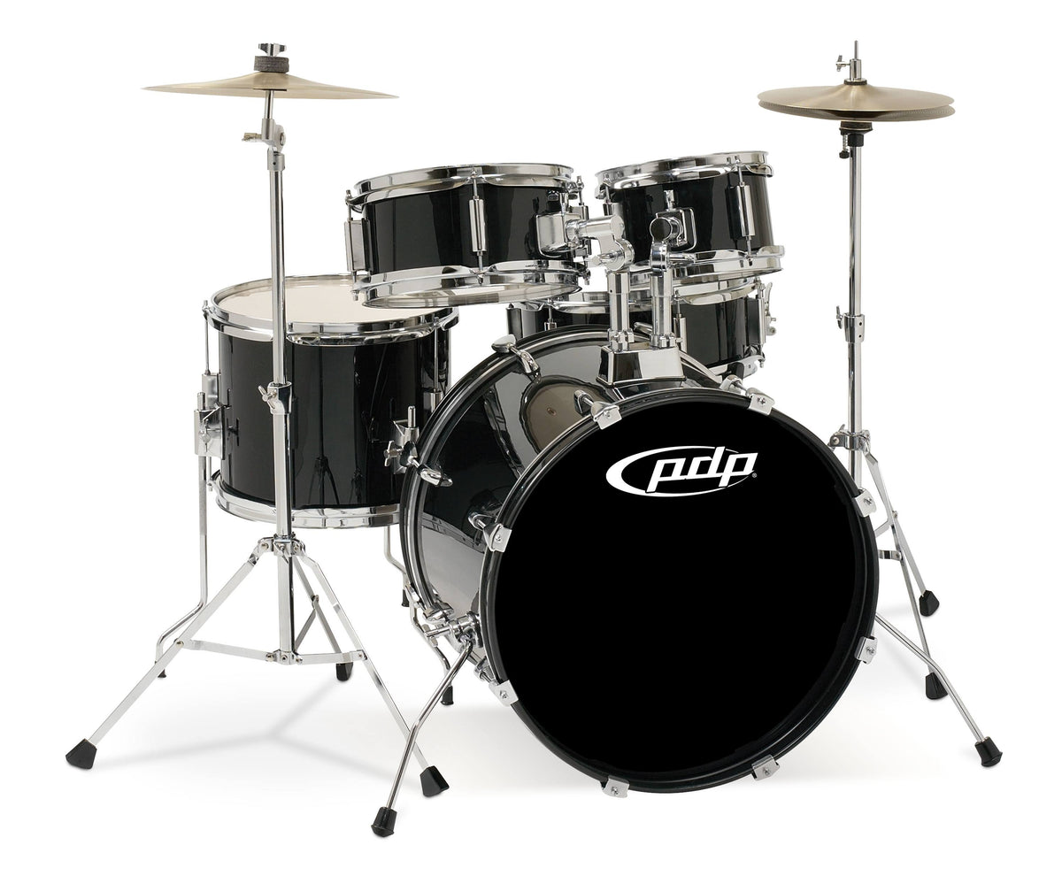 5-Piece Junior Drum Set with Cymbals and Throne Black O347501